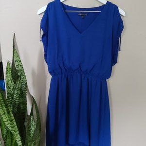 Express Peep Shoulder Blue Dress